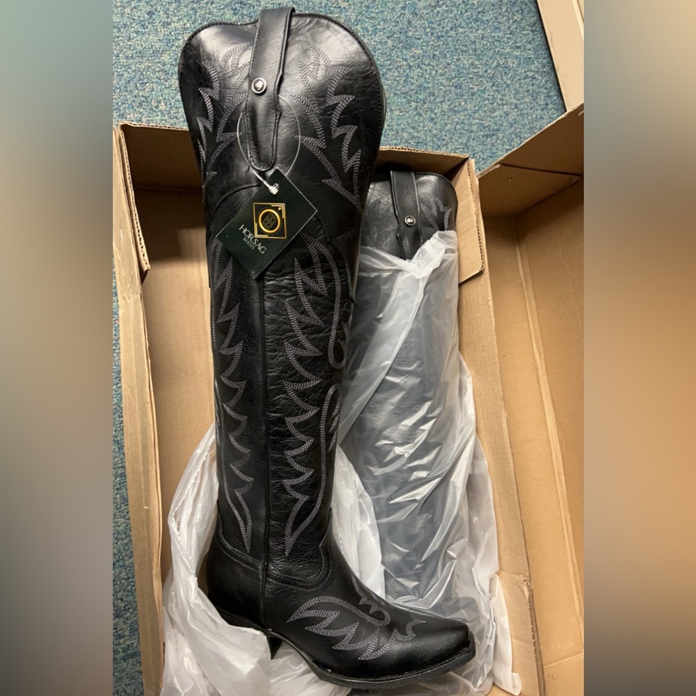 Western Vaquero Boots HORSAG OTK BOOTS Size 6.5 Black